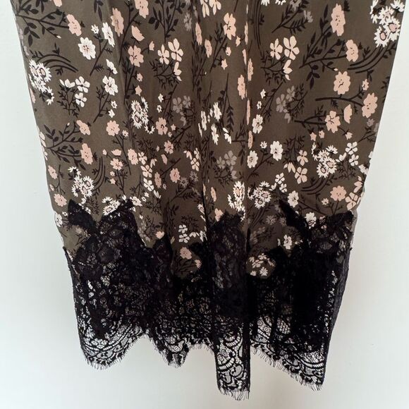 NWT Gold Hawk 100% Silk Olive Floral Lace Midi Dress Medium - Picture 4 of 9